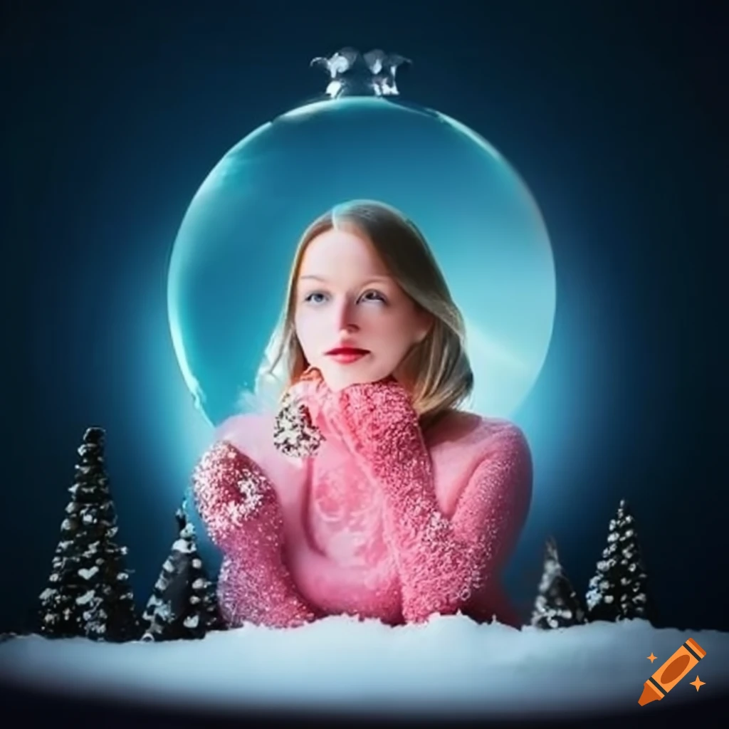 Woman inside a snow globe