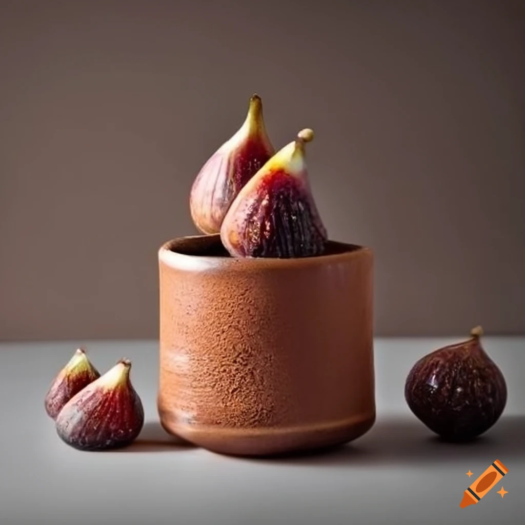 Clay bowl with salt ash glaze filled with whole figs