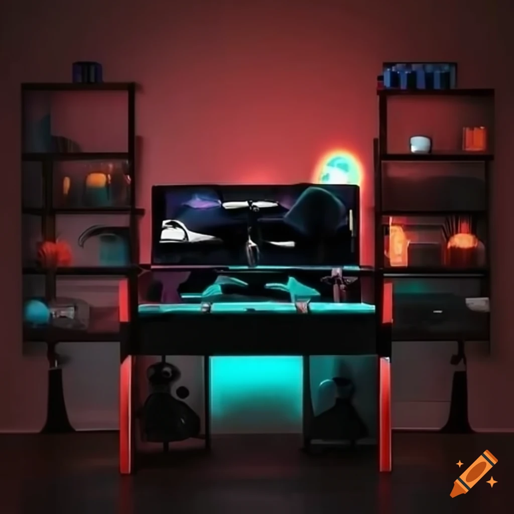 Gaming table and chair in a room