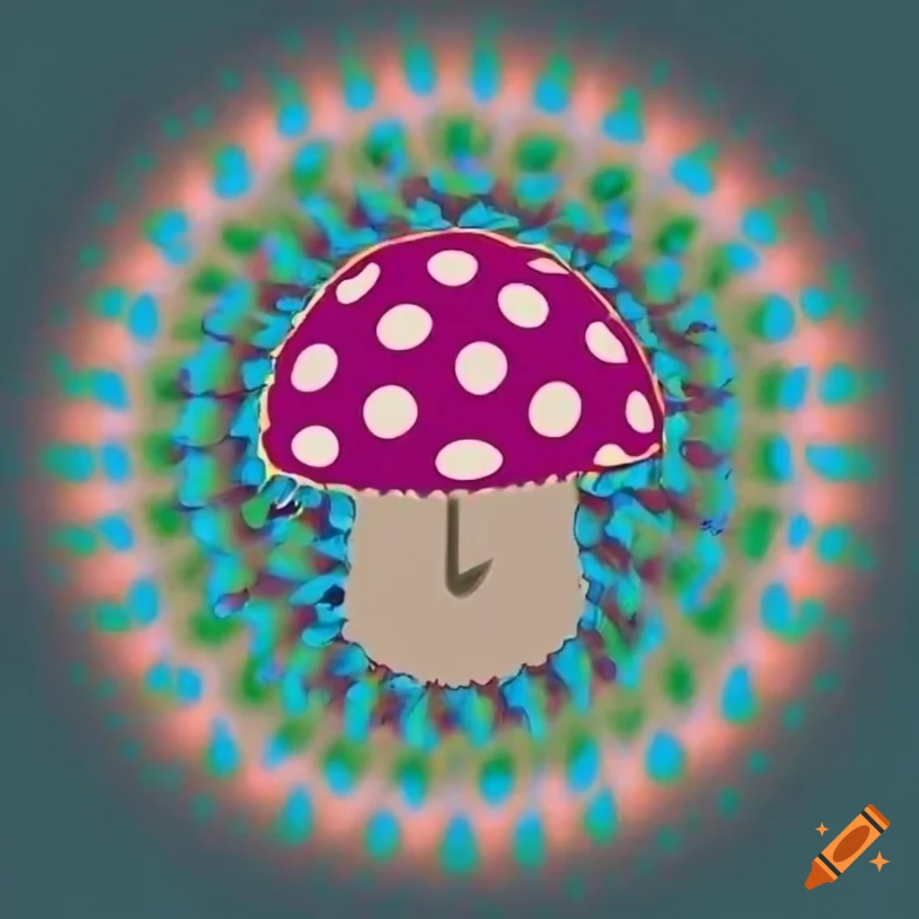 Logo with optical illusion of a man made of cannabis and a magic mushroom head