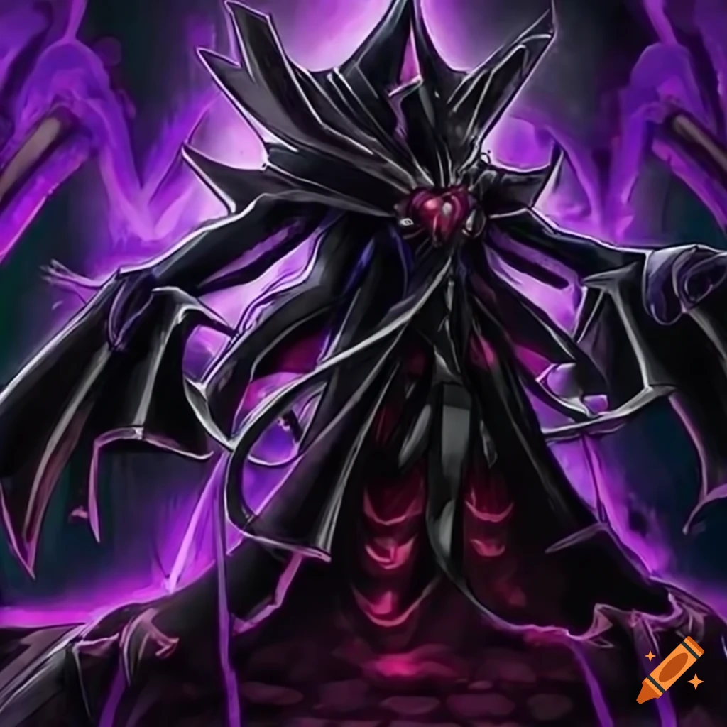 Dark mage inspired by YU-GI-OH trading card game evoking terror