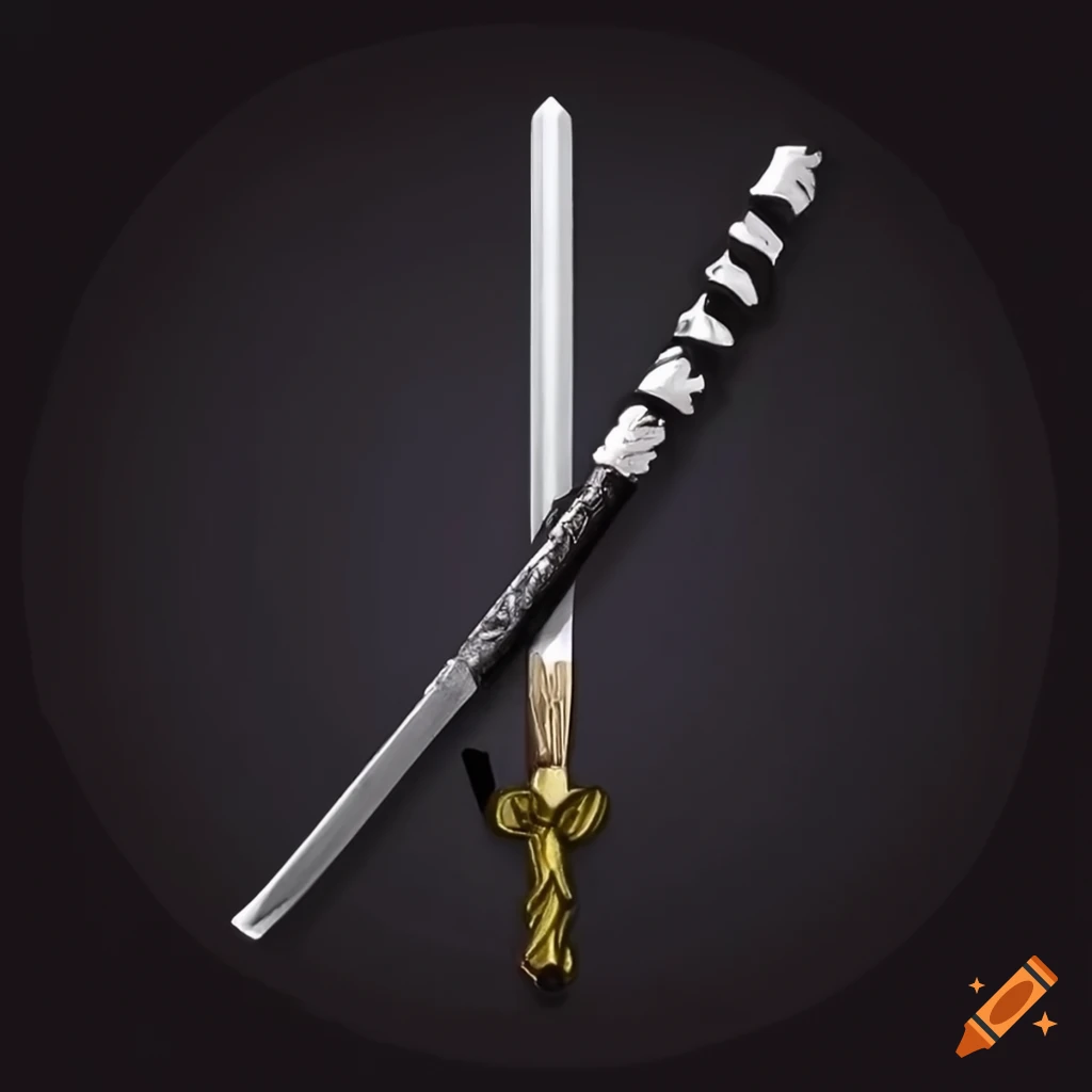 Badge with stylized Zoro's sword in black and white