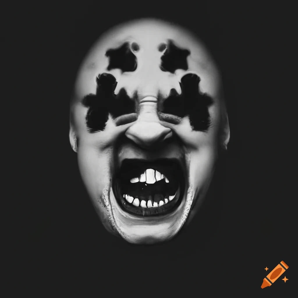 Rorschach test laughing face in black and white