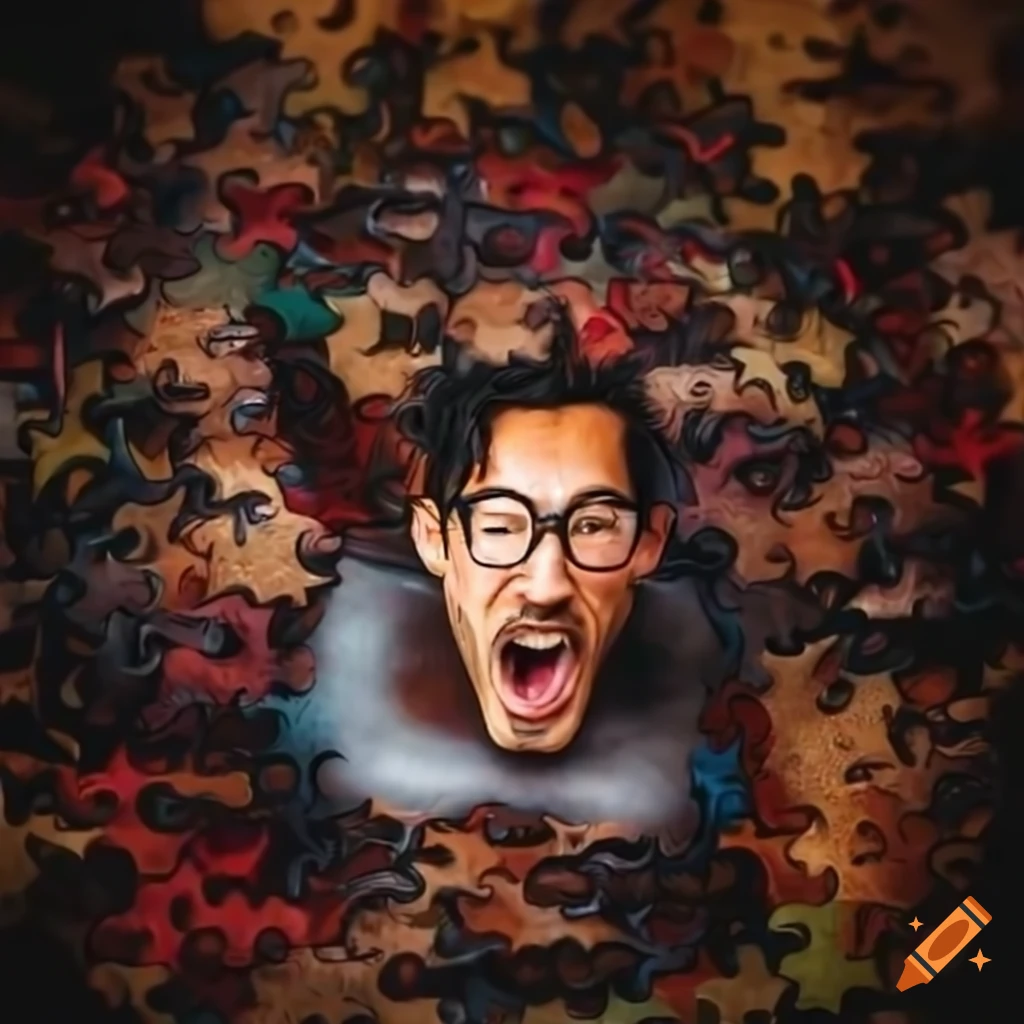 Markiplier frustrated with a jigsaw puzzle