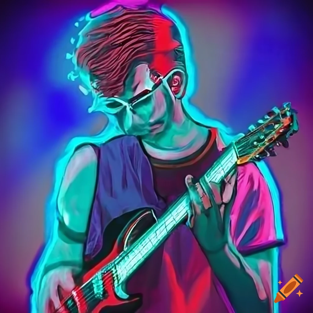 Neon guitarist