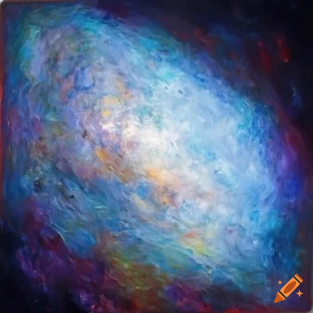Monet's painting of a white planet against a cosmic backdrop