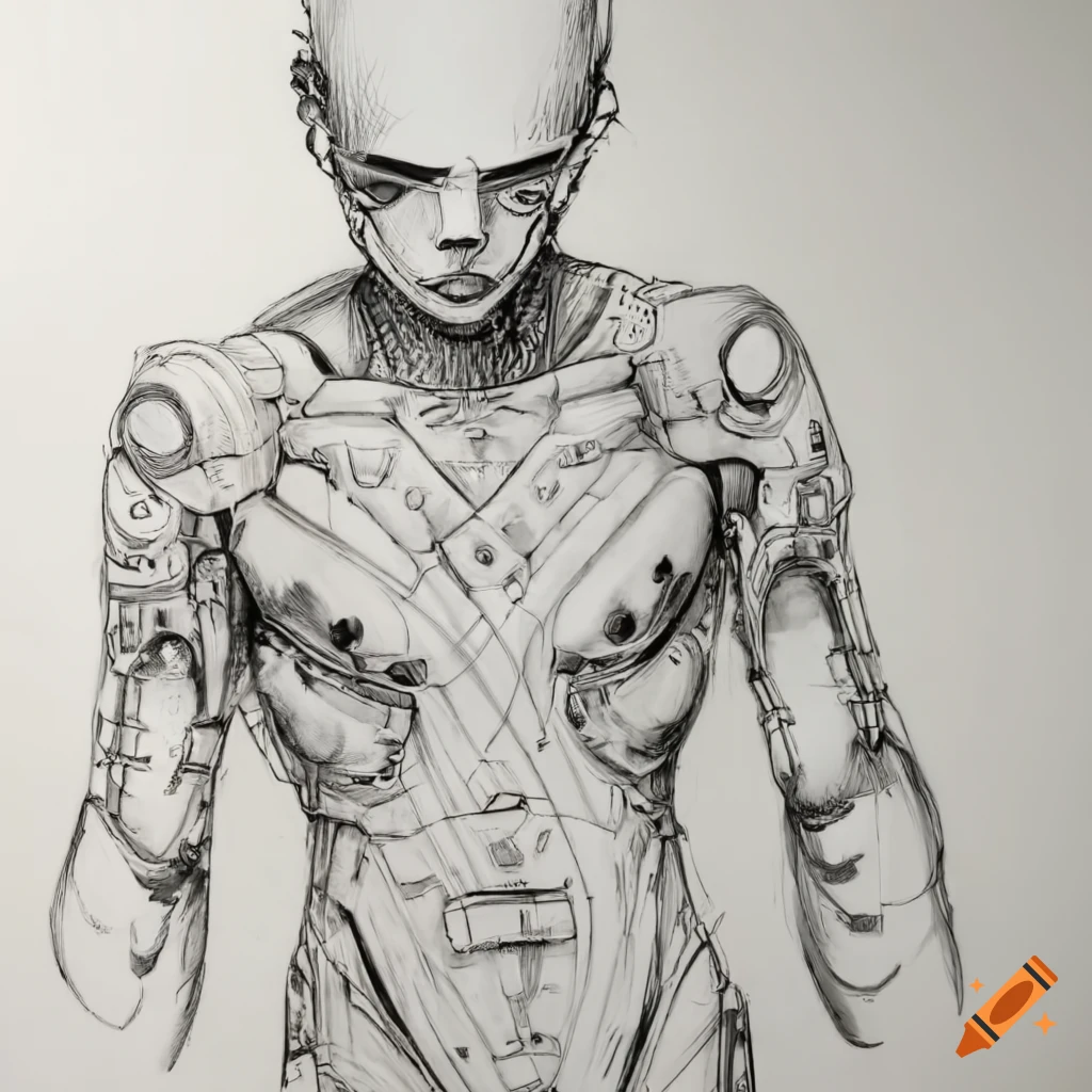 White cyborg in a form-fitting bodysuit with light cyan hair, inspired ...