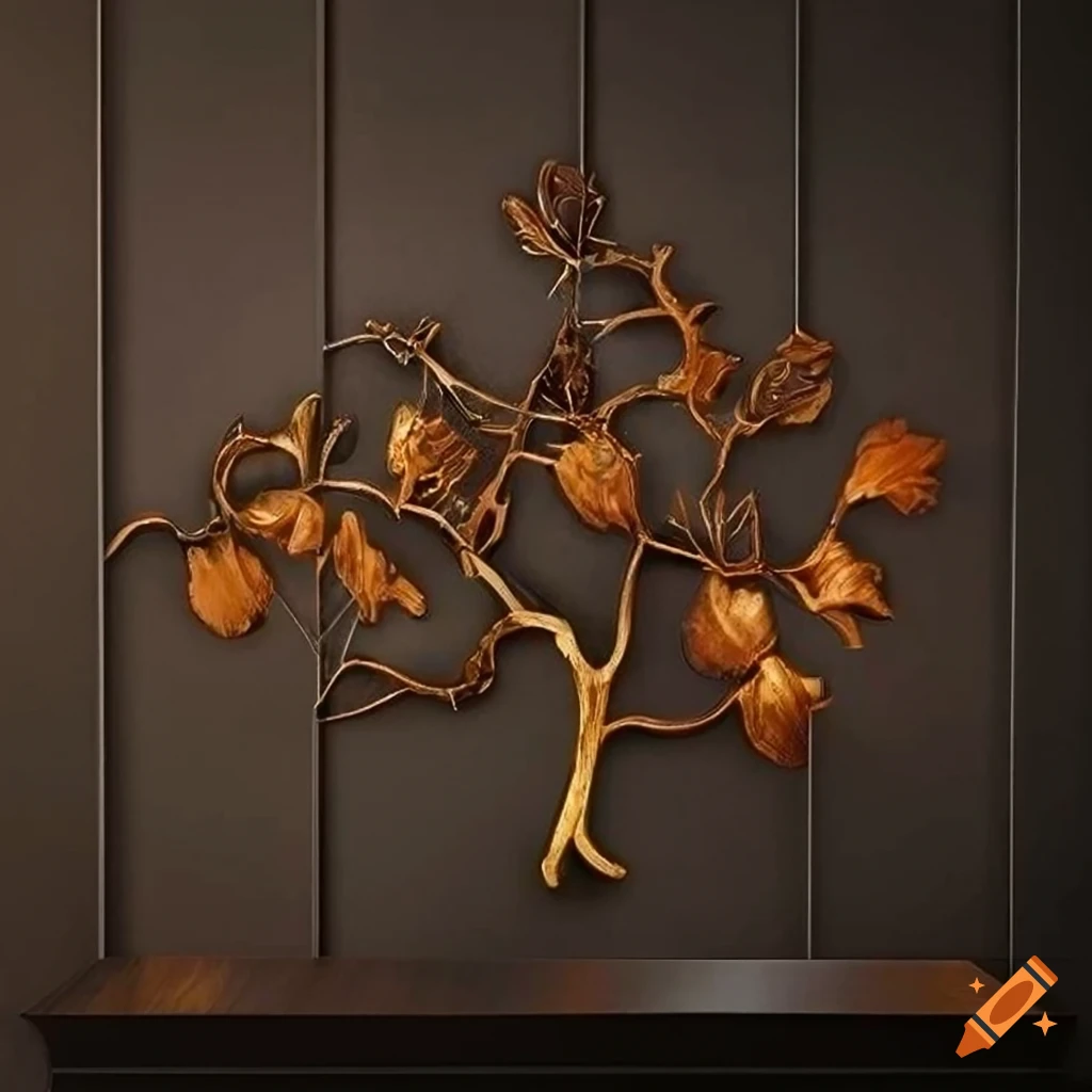 Luxurious wall art crafted from rich black walnut wood with intricate carvings