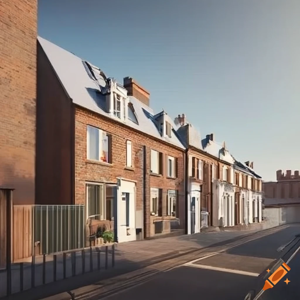Modern British townhouse with solar panels and EV charger