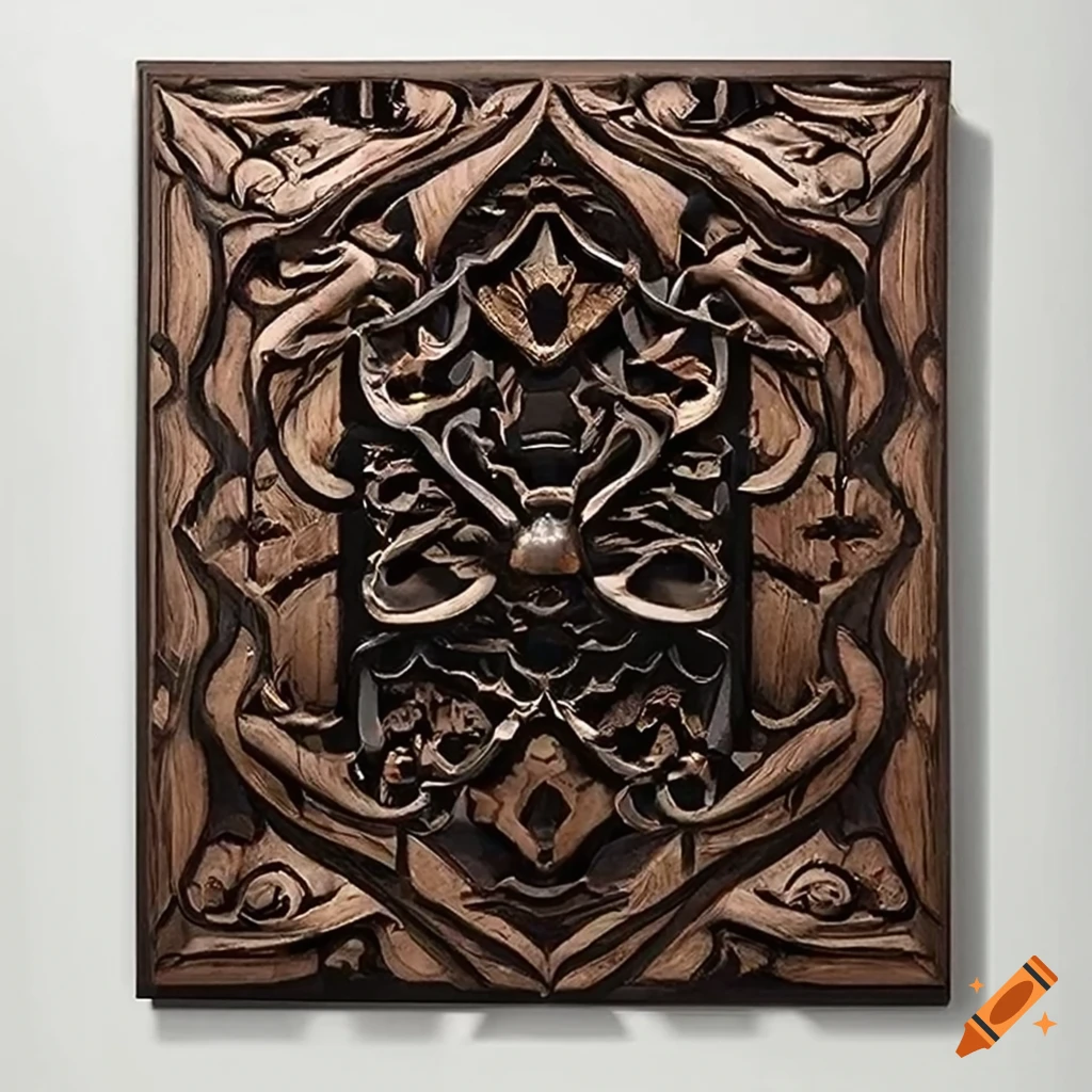 Luxurious wall art crafted from rich black walnut wood with intricate ...