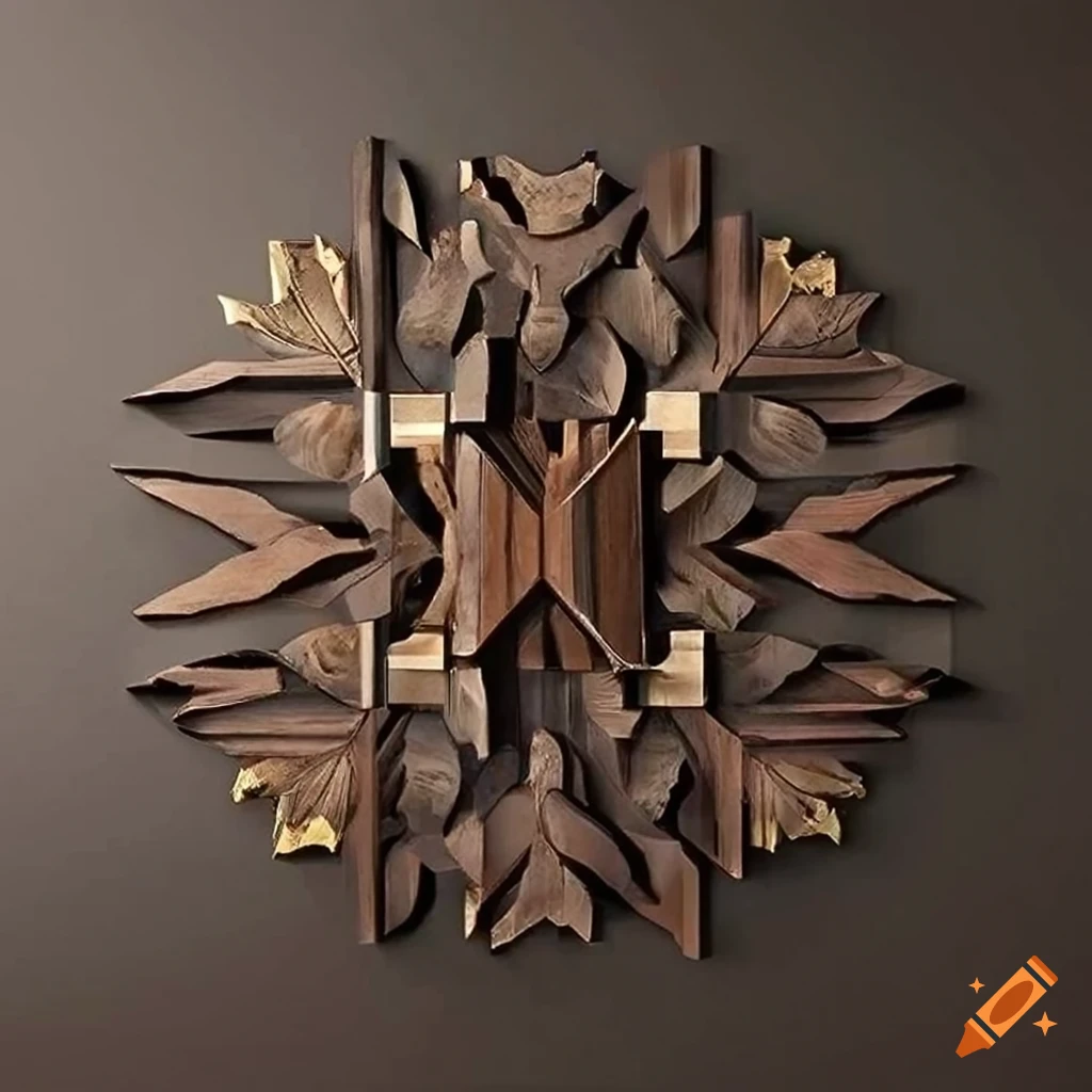 Luxurious wall art piece crafted from black walnut wood with intricate ...