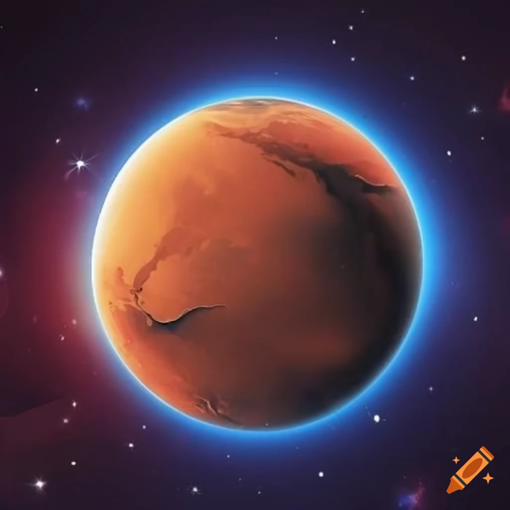 Flat design of Mars in cosmic background