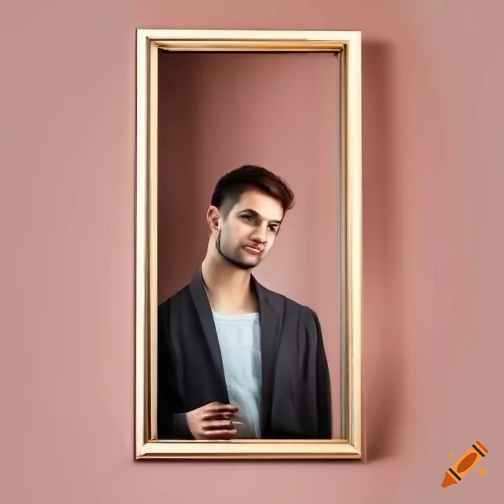 Man standing in front of a photo frame
