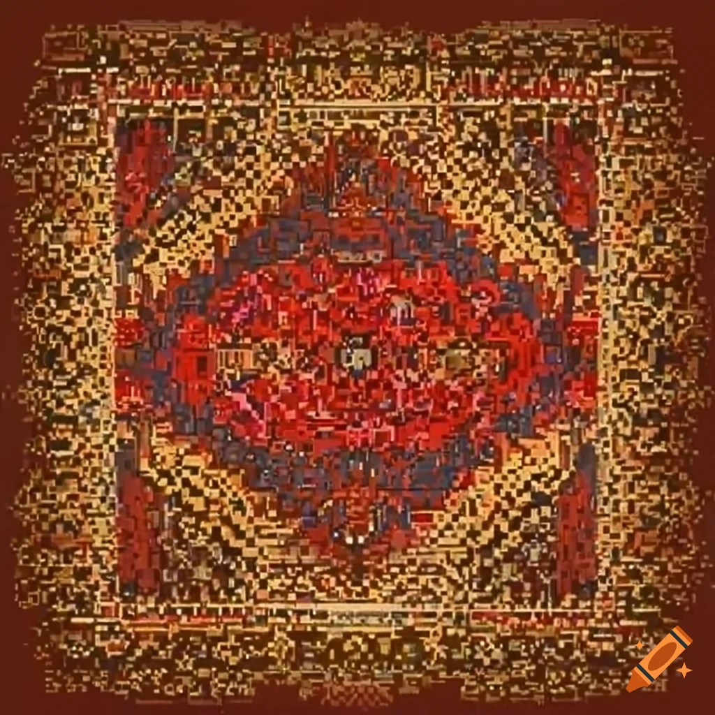 Texture of antique rug in 8bit style for seamless repetition