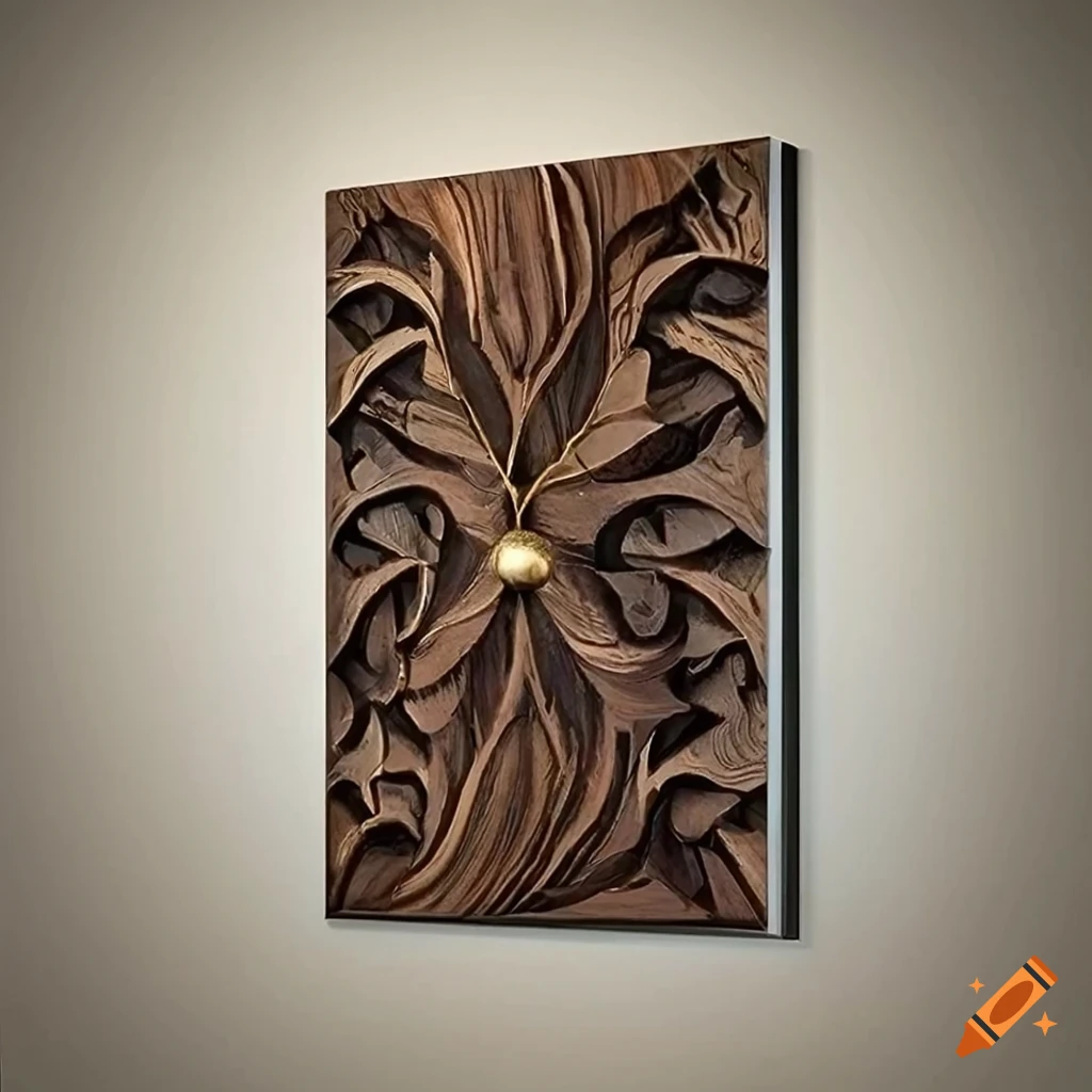 Luxurious wall art crafted from rich black walnut wood with intricate ...