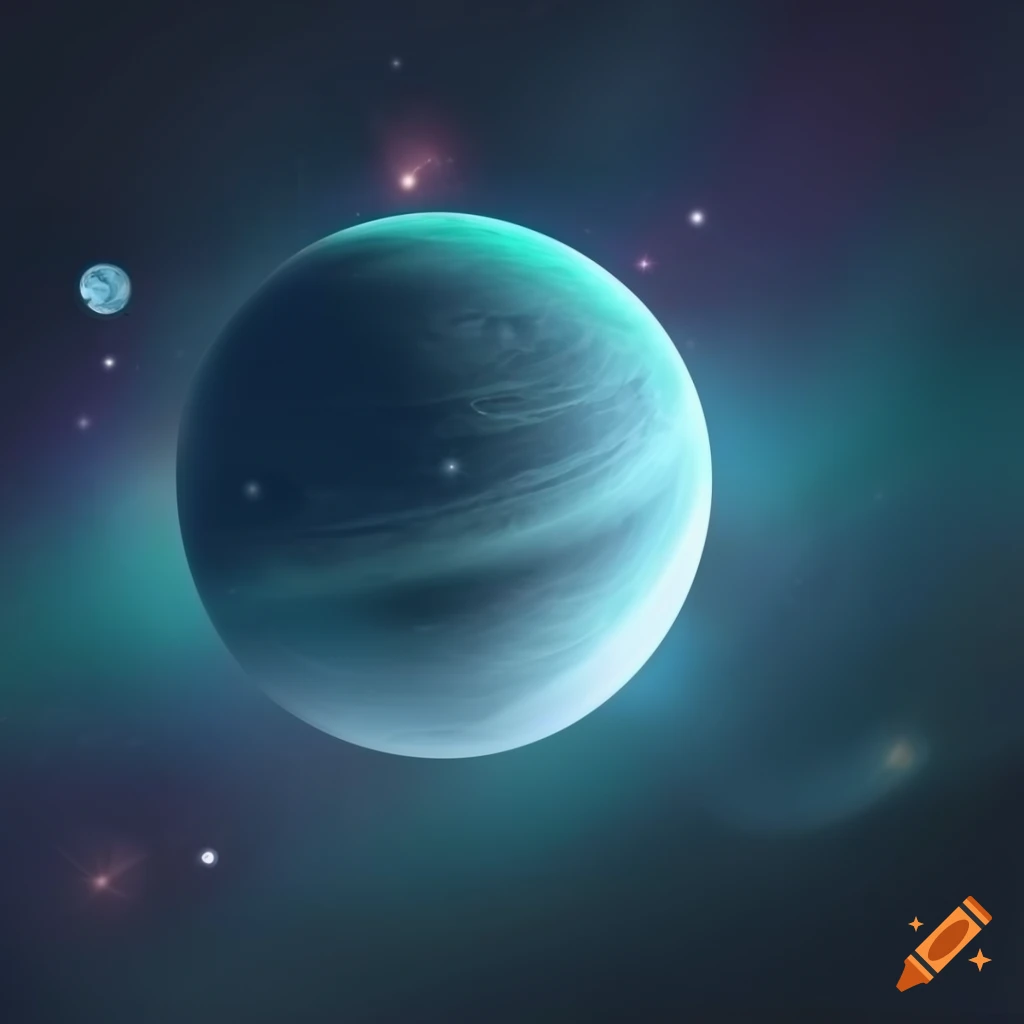 Flat design of a white planet in a cosmic background