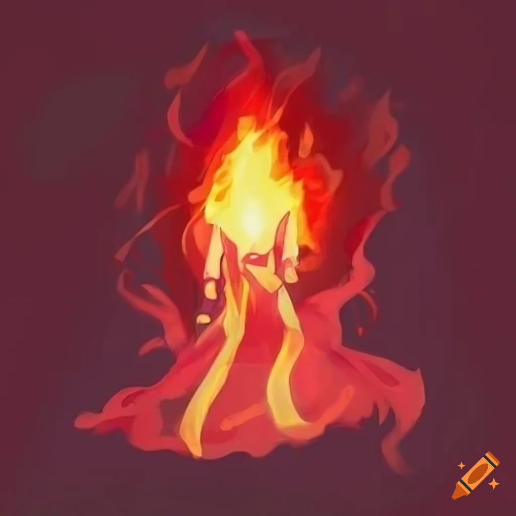Fire wizard with sorcerer's hat and fire staff in a red-themed drawing