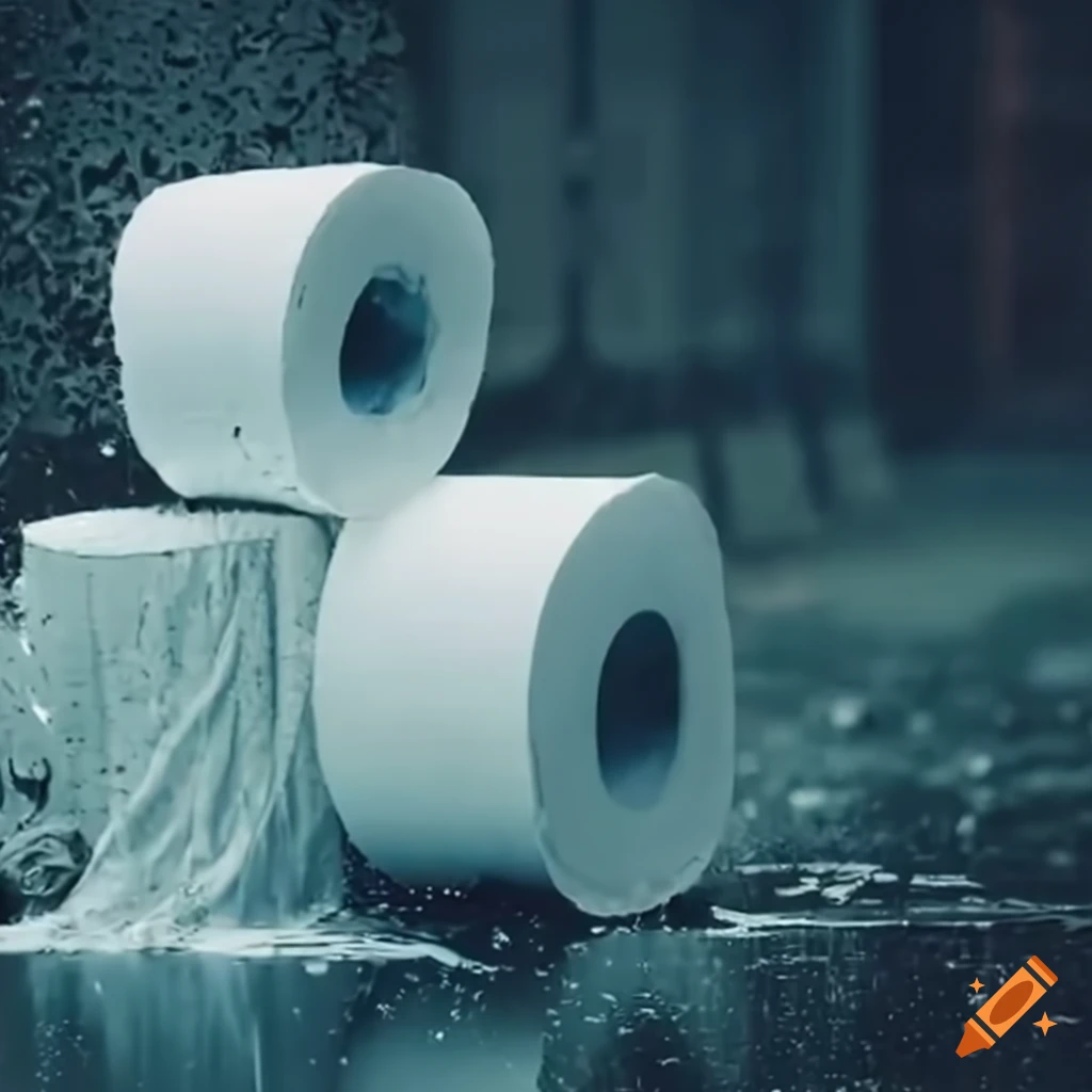 Delivery driver dropping toilet paper rolls on the road in the rain