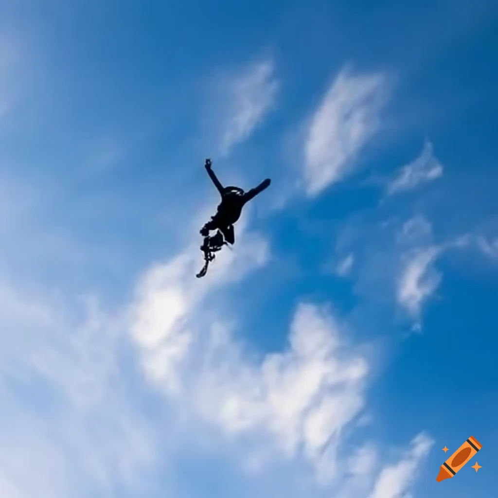 Skydiving against a beautiful cloudy sky