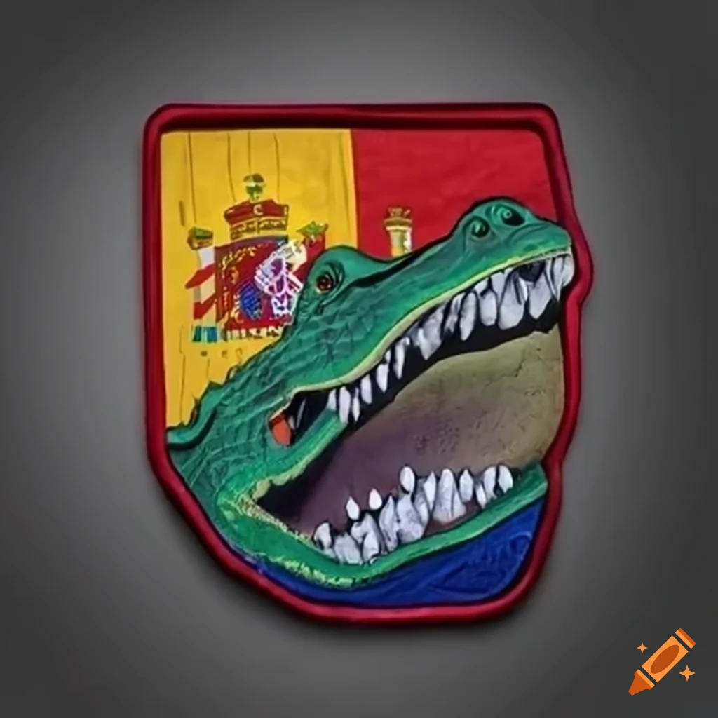Parch of a crocodile with a Spanish flag and 'police nacional' letters