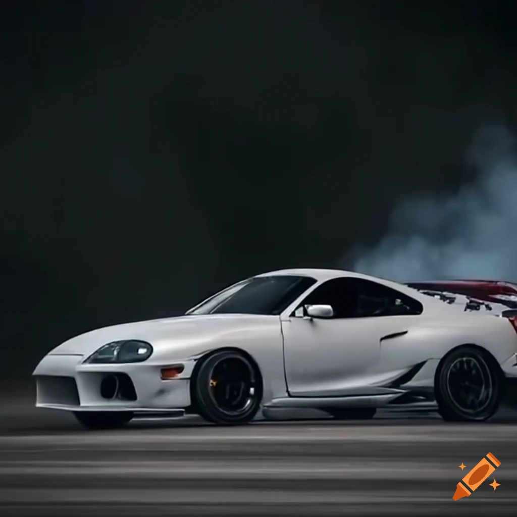 Toyota Supra MK4 drifting with dramatic smoke
