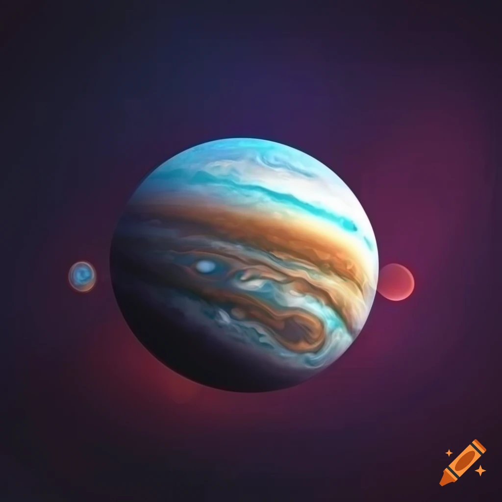 Flat design of a giant planet resembling Jupiter in a cosmic background