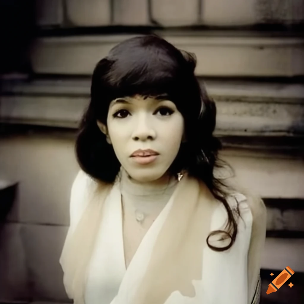 Vintage elegant look with Ronnie Spector overlooking Paris from balcony in the 60s