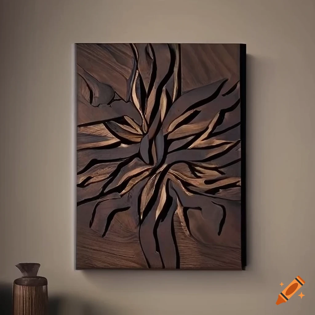 Luxurious wall art crafted from rich black walnut wood with intricate ...