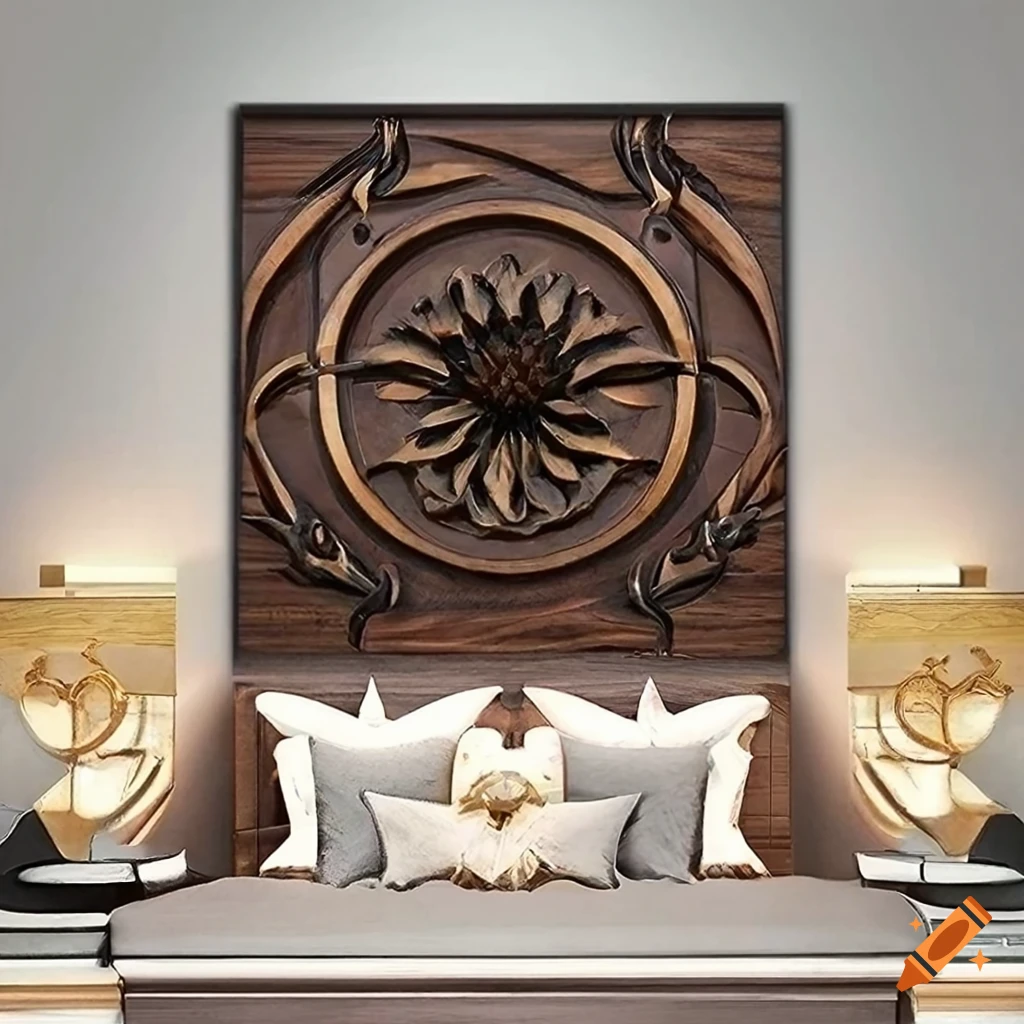 Luxurious wall art piece crafted from black walnut wood with intricate ...