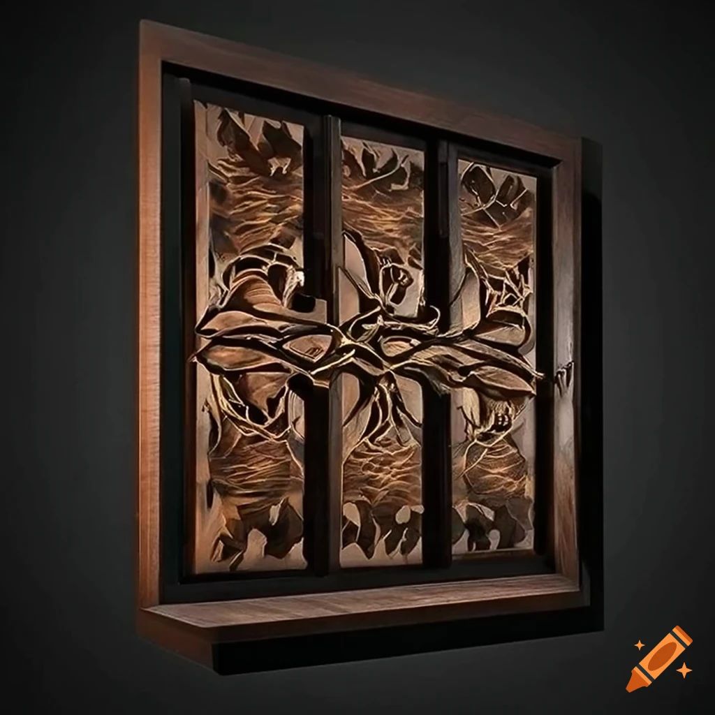 Luxurious wall art crafted from rich black walnut wood with intricate ...