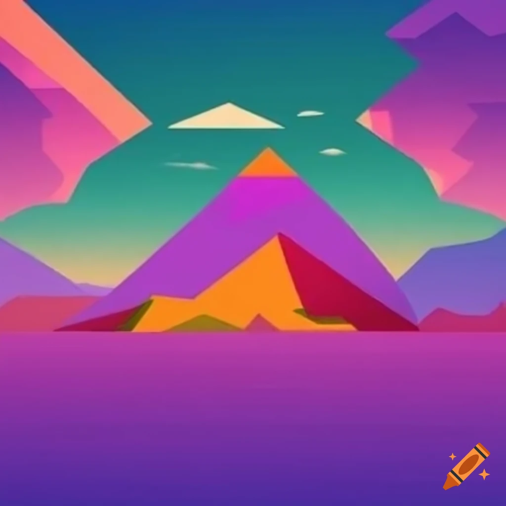 Dynamic abstract cubist mountain landscape on Craiyon