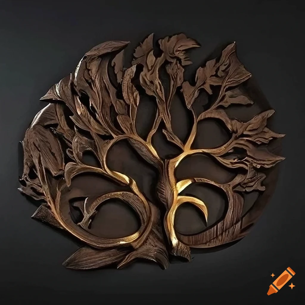Luxurious wall art crafted from rich black walnut wood with intricate ...