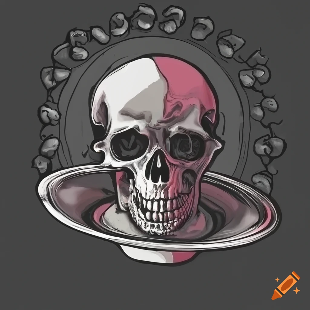 Skull with plate in punk style high contrast art