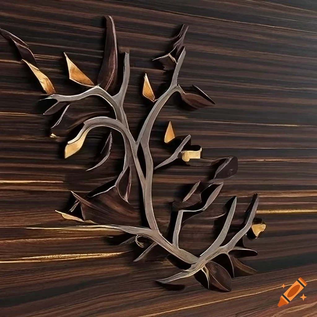 Luxurious wall art crafted from rich black walnut wood with intricate ...