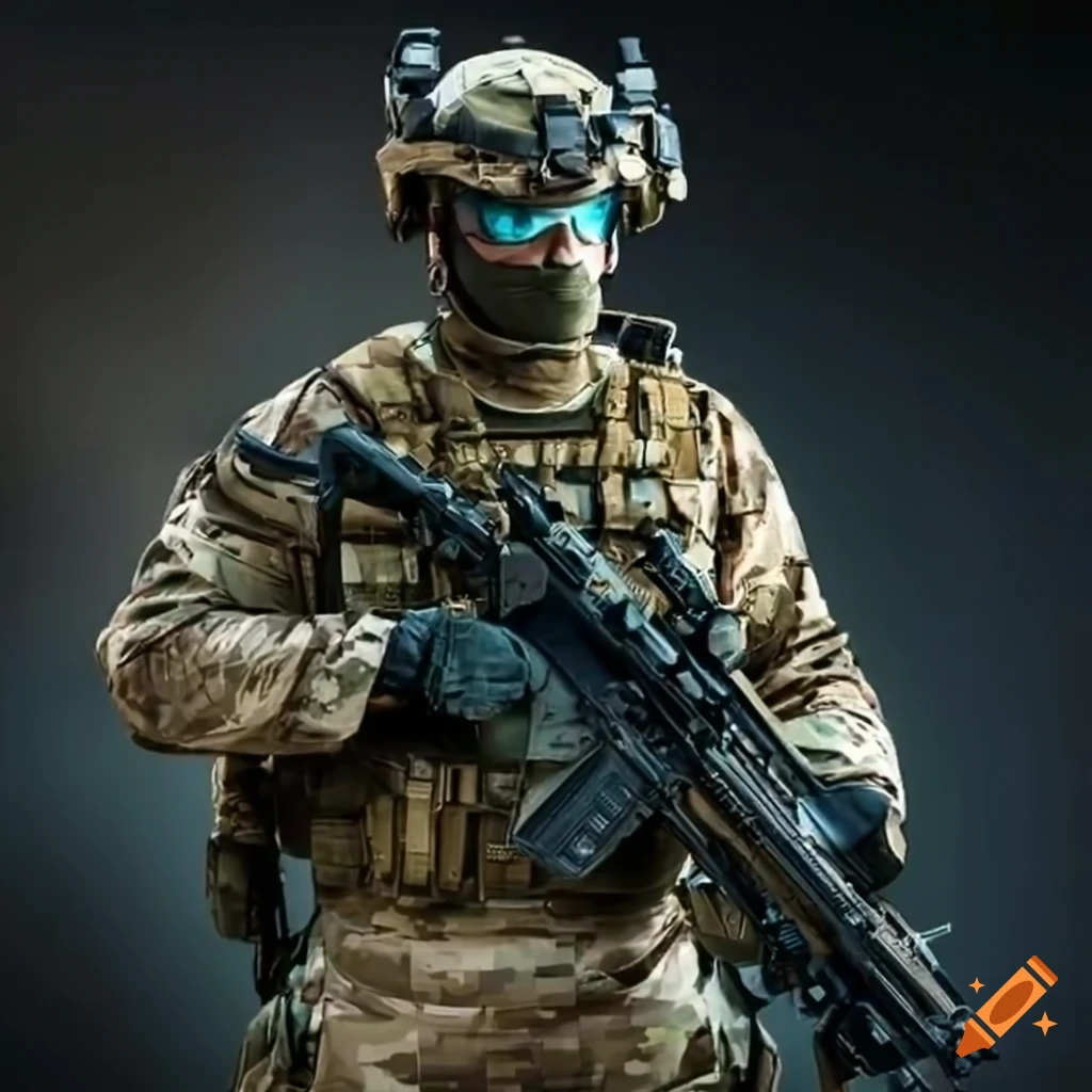 Elite military operative in tactical gear with a rifle