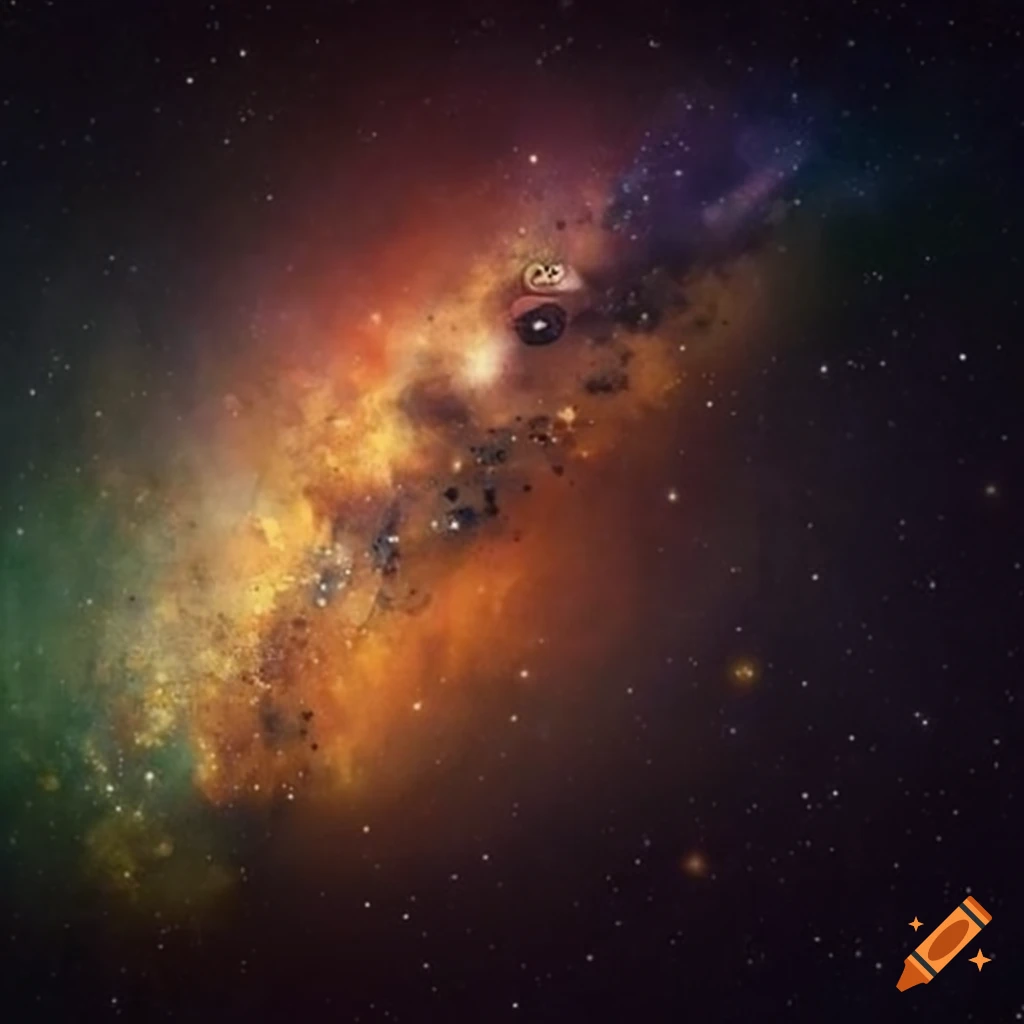 Surrealistic representation of stars and cosmos in the style of Miro and Klimt