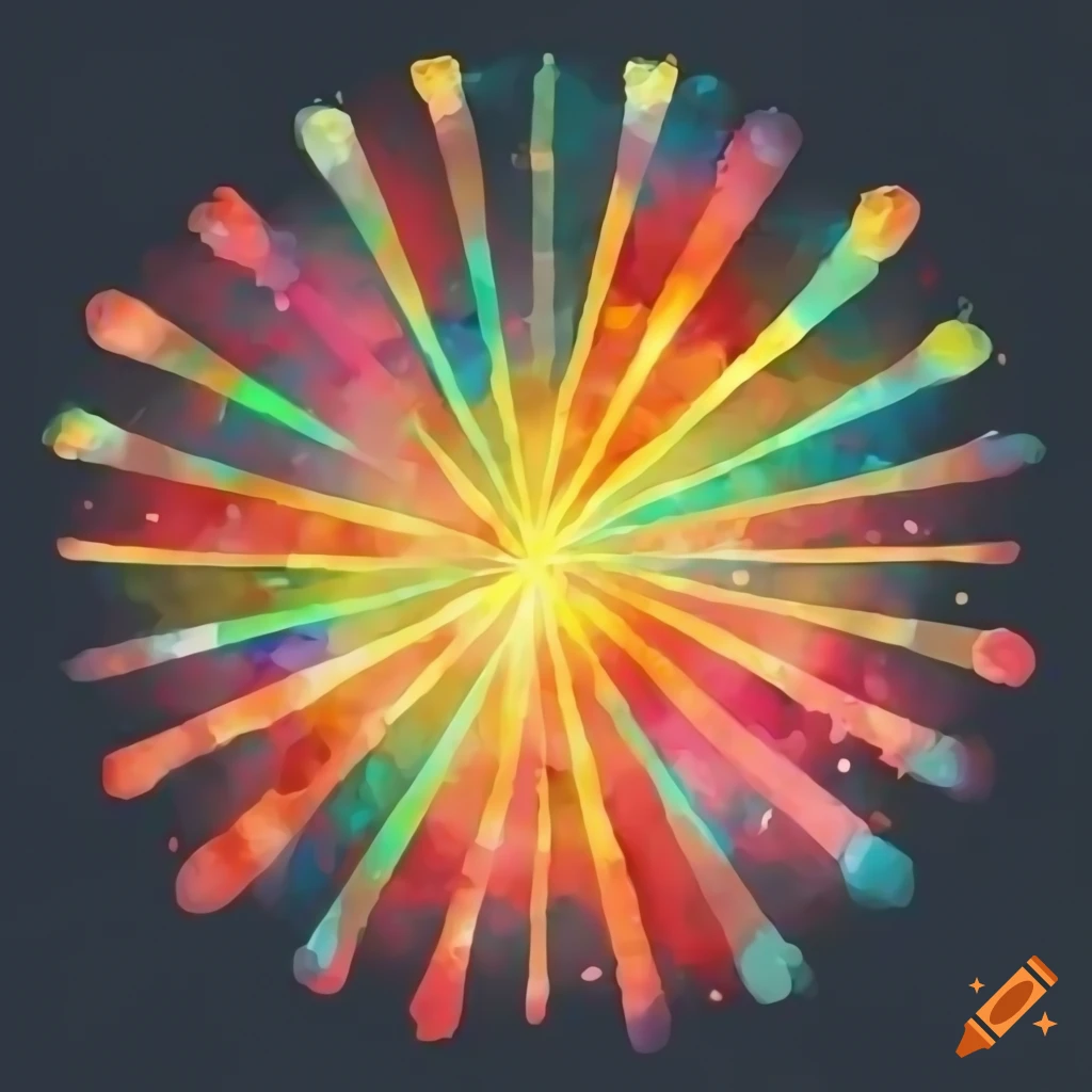 Dynamic starburst shape with vibrant colors on a dark background