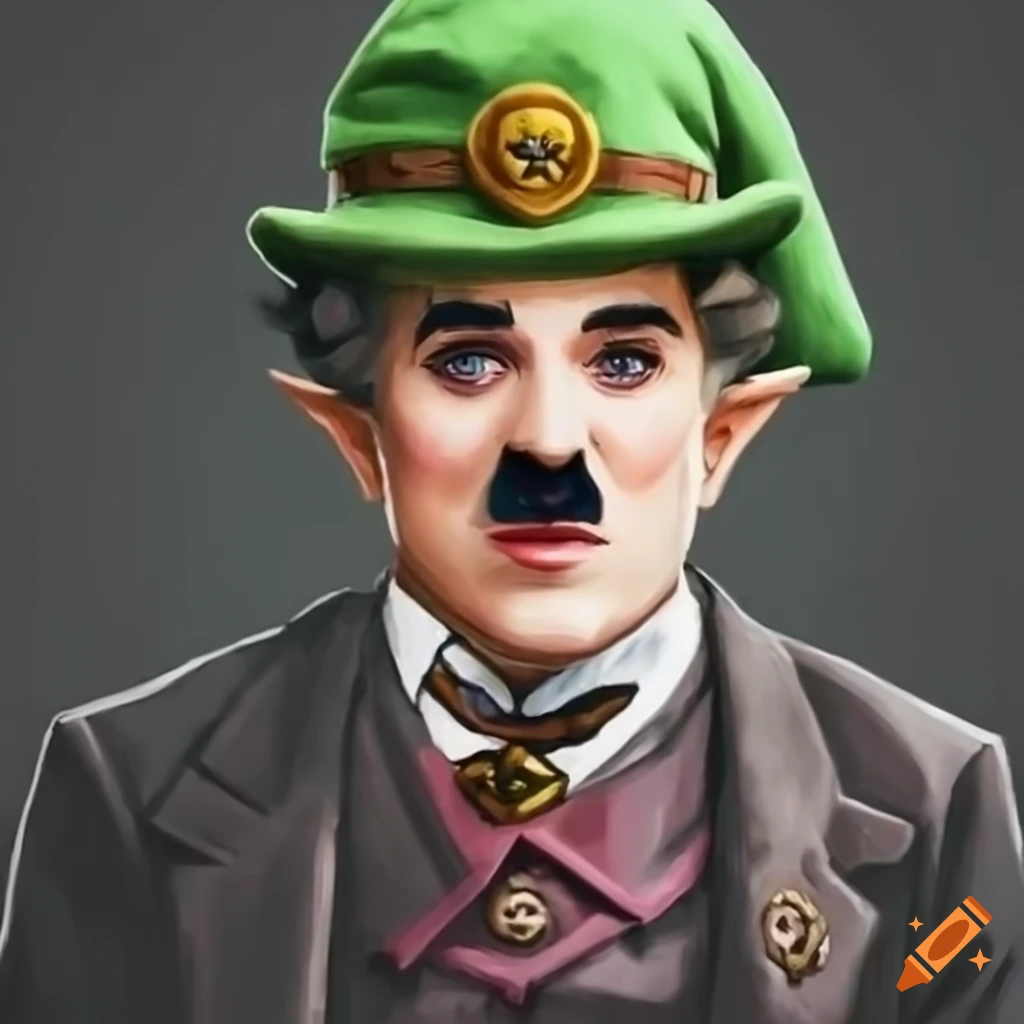 Charlie Chaplin dressed as Link from Legend of Zelda