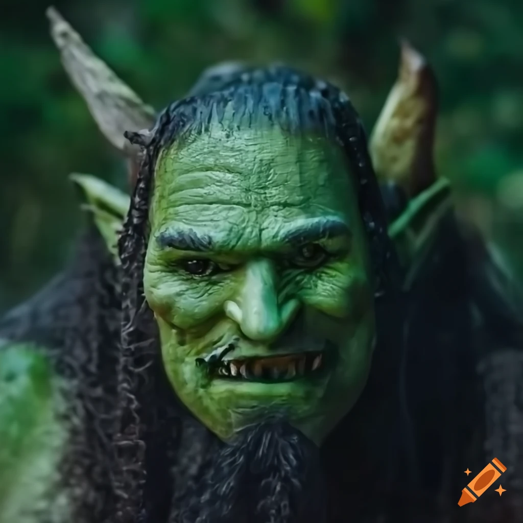 Half orc druid with a swamp background