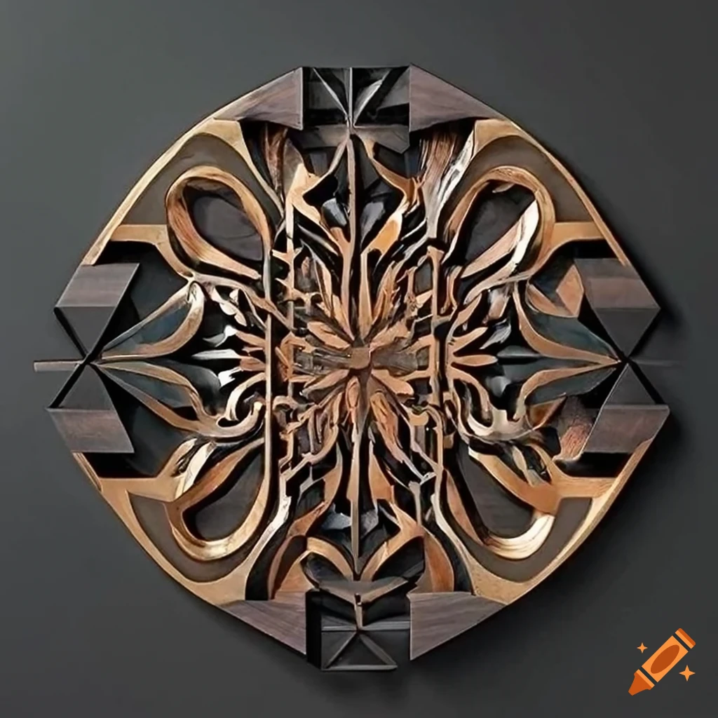 Luxurious wall art piece crafted from black walnut wood with intricate ...