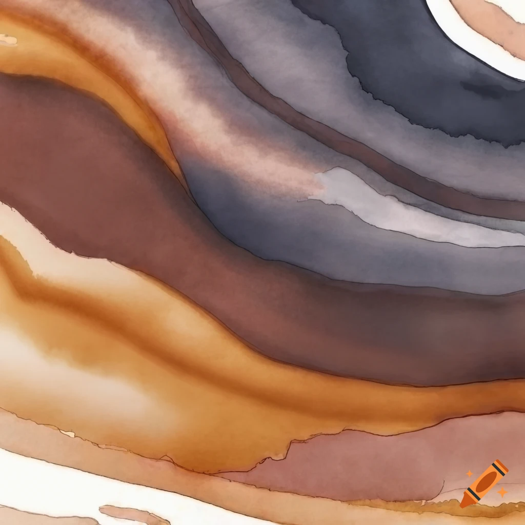 Horizontal abstract waves in gray and brown watercolor