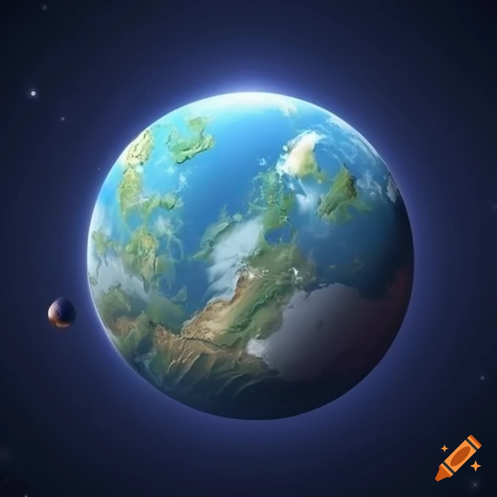 Flat design of a planet similar to earth in a cosmic background