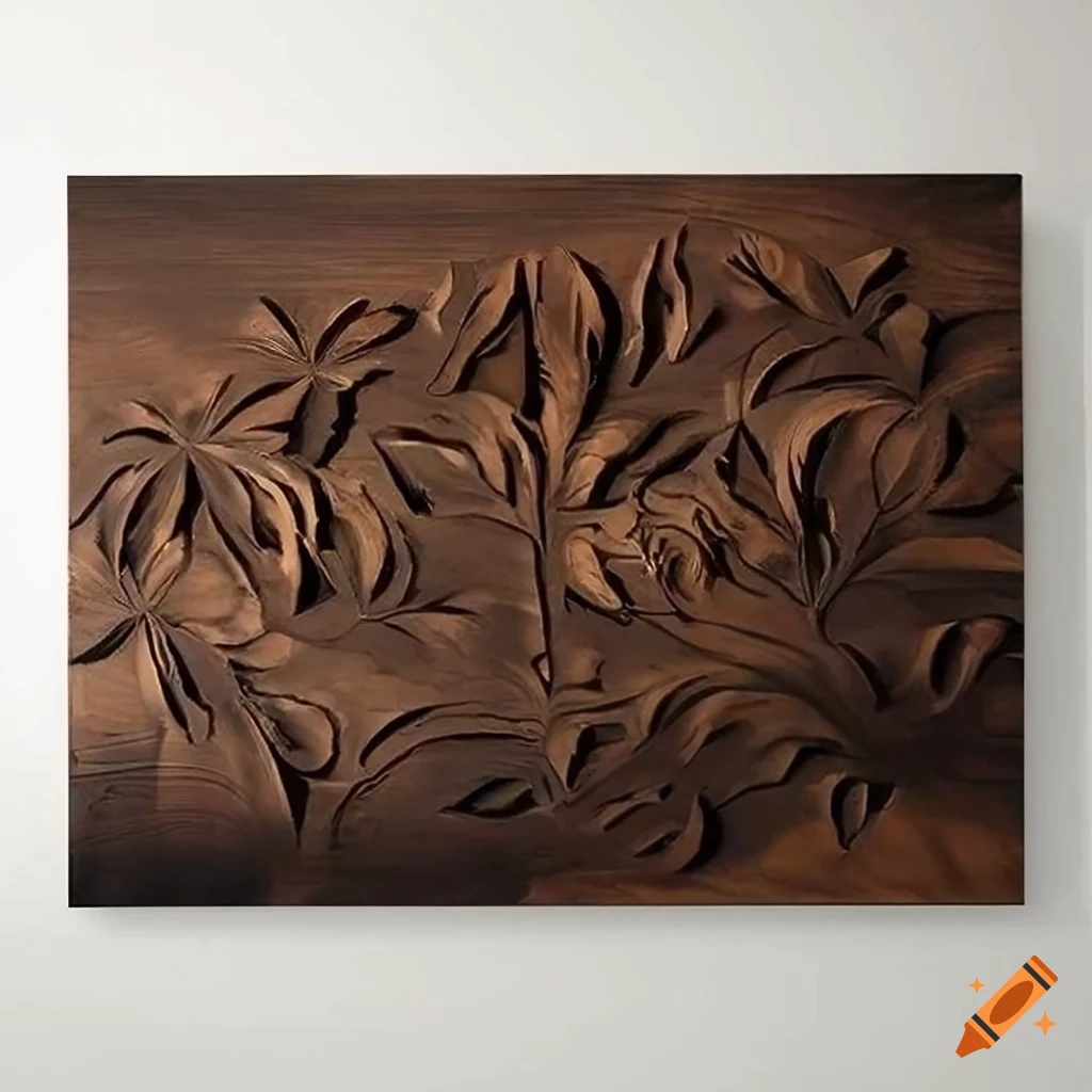Luxurious wall art piece crafted from black walnut wood with intricate ...
