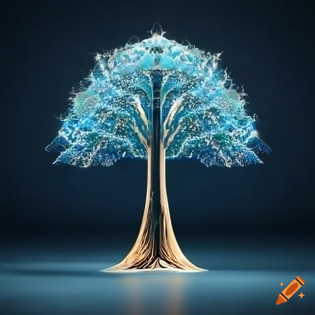 Glass tree with a beautiful, HD, 8k resolution