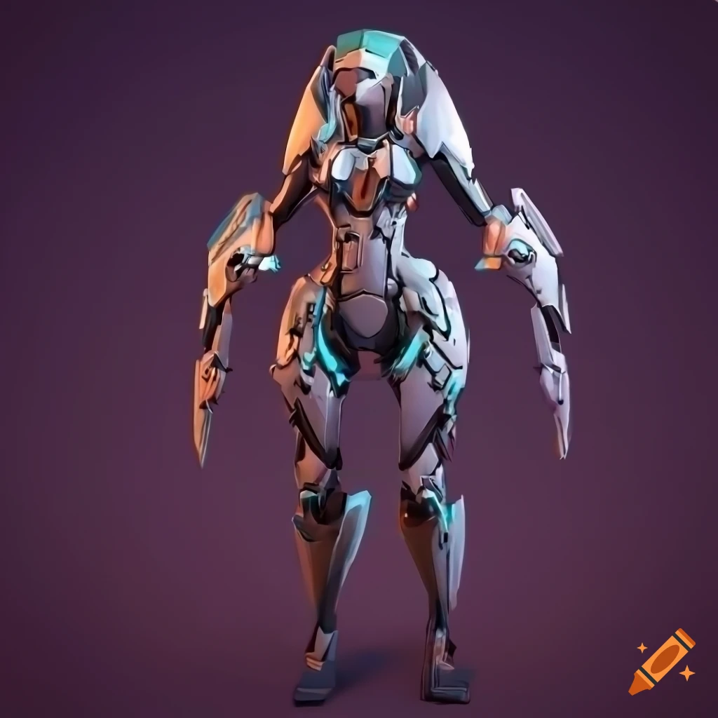 Stylized high-tech cyborg Valkyrie in a futuristic setting