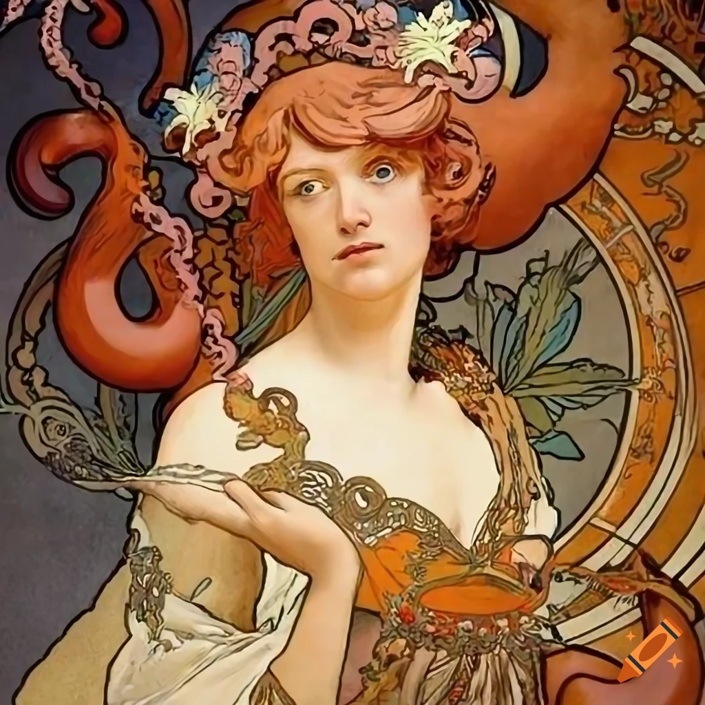 Champagne octopus inspired by James Gurney, Norman Rockwell, and Alphonse Mucha, with a touch of Bernini
