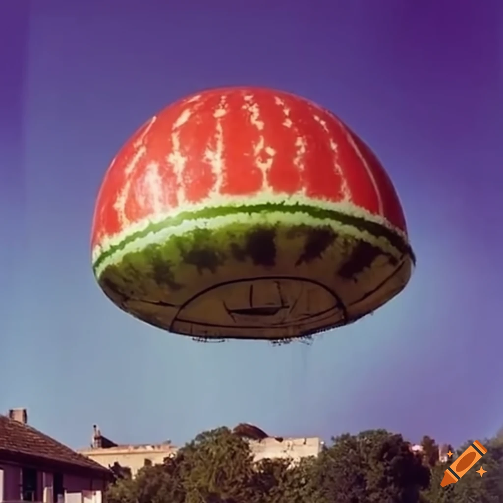 Giant watermelon UFO in 1980s France