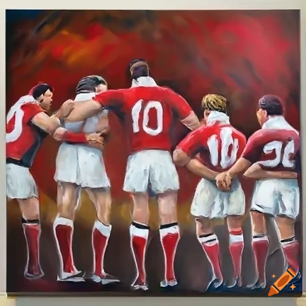 Rugby match in white and red colors