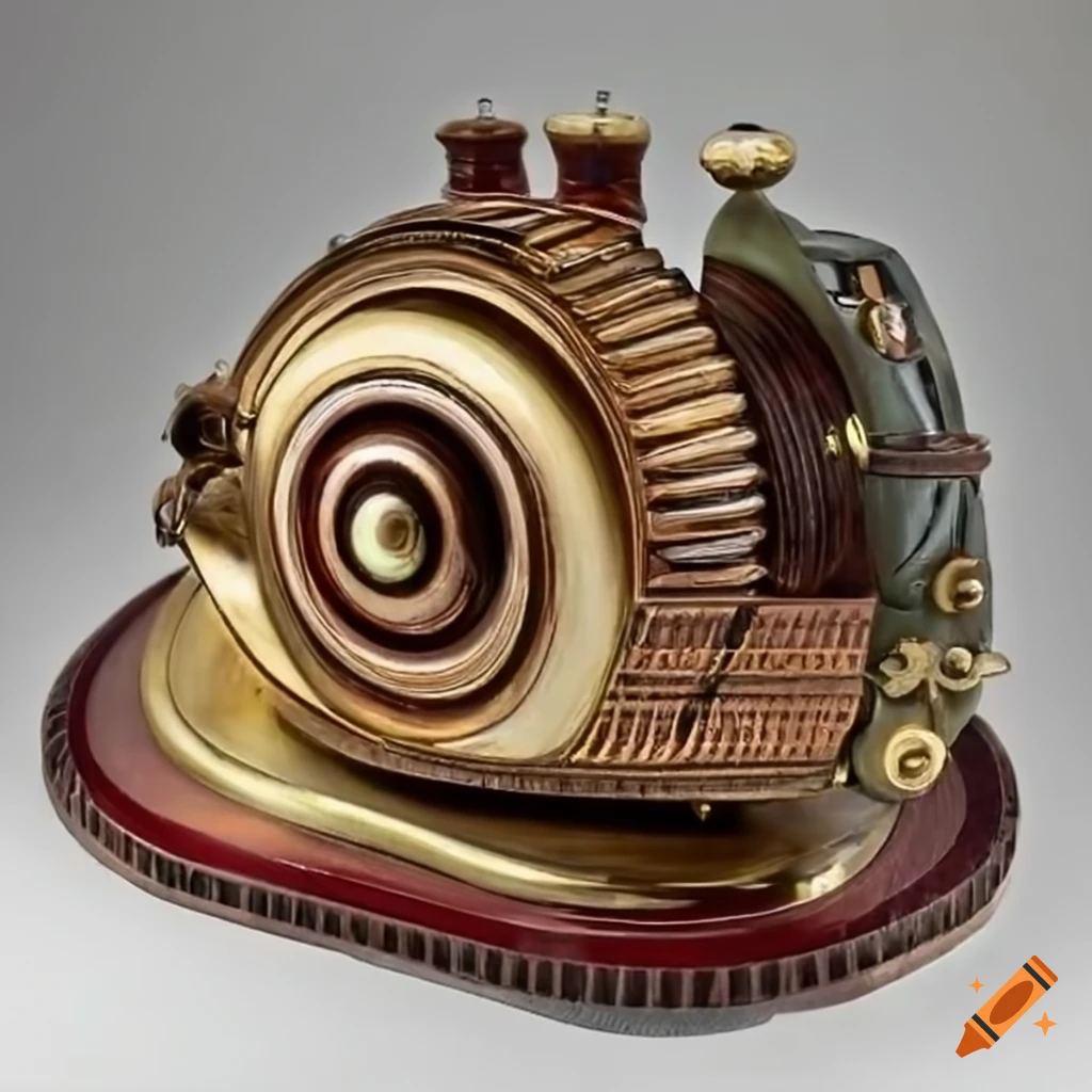 Art deco symmetrical snail machines with a steampunk twist