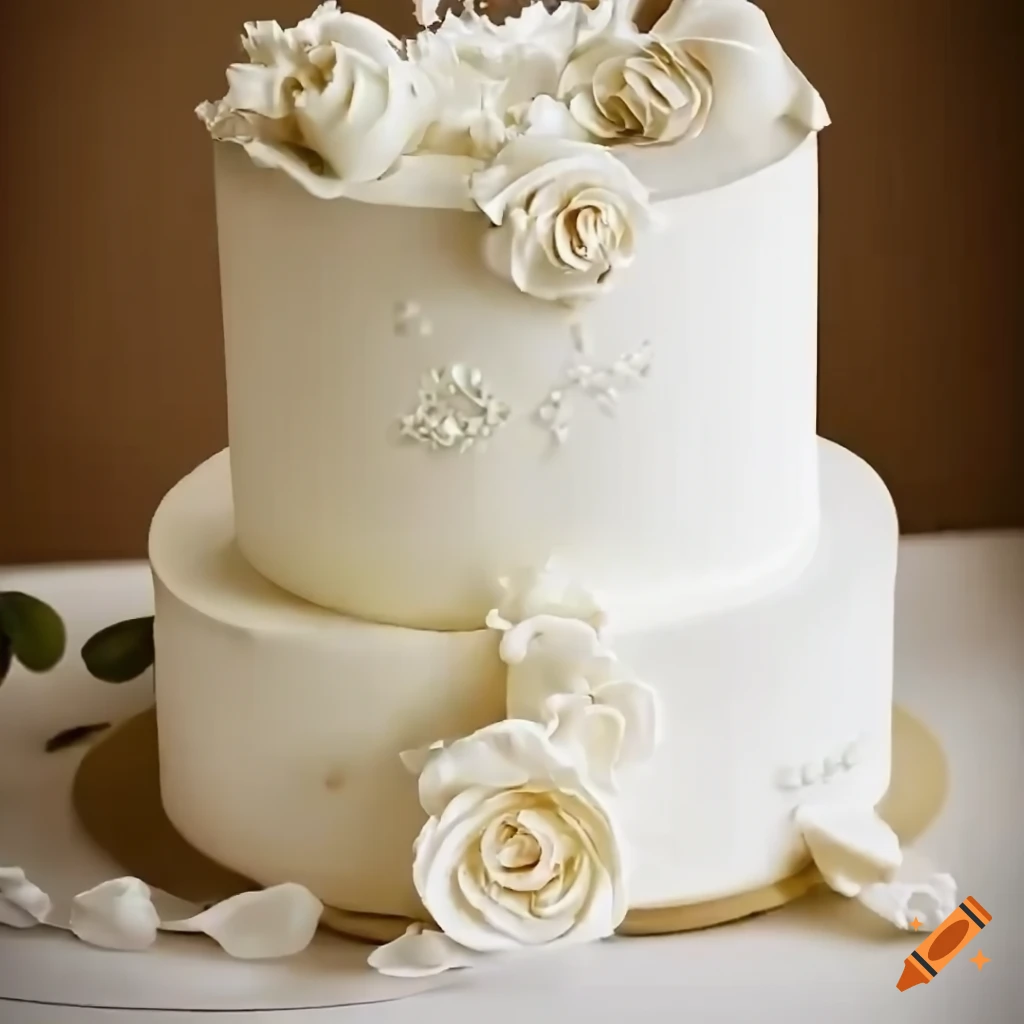 White waving cake decorated with white flowers for an elegant and refined look
